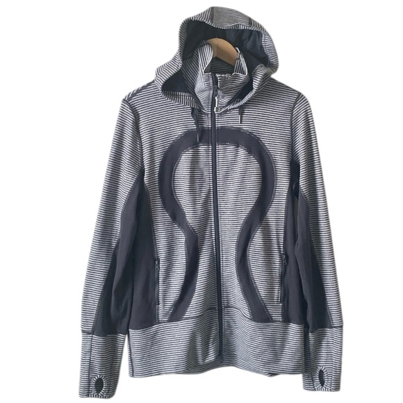 Lululemon Women's Striped Full Zip-Up Athletic Hoodie Jacket Size 12 - Picture 5 of 7
